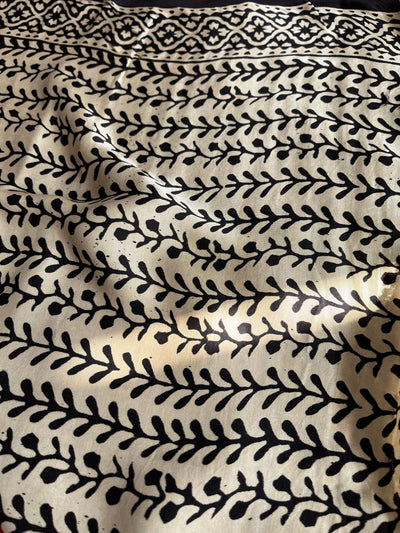 PARIJAT: HANDBLOCK PRINTED DABU MODAL SILK SAREE