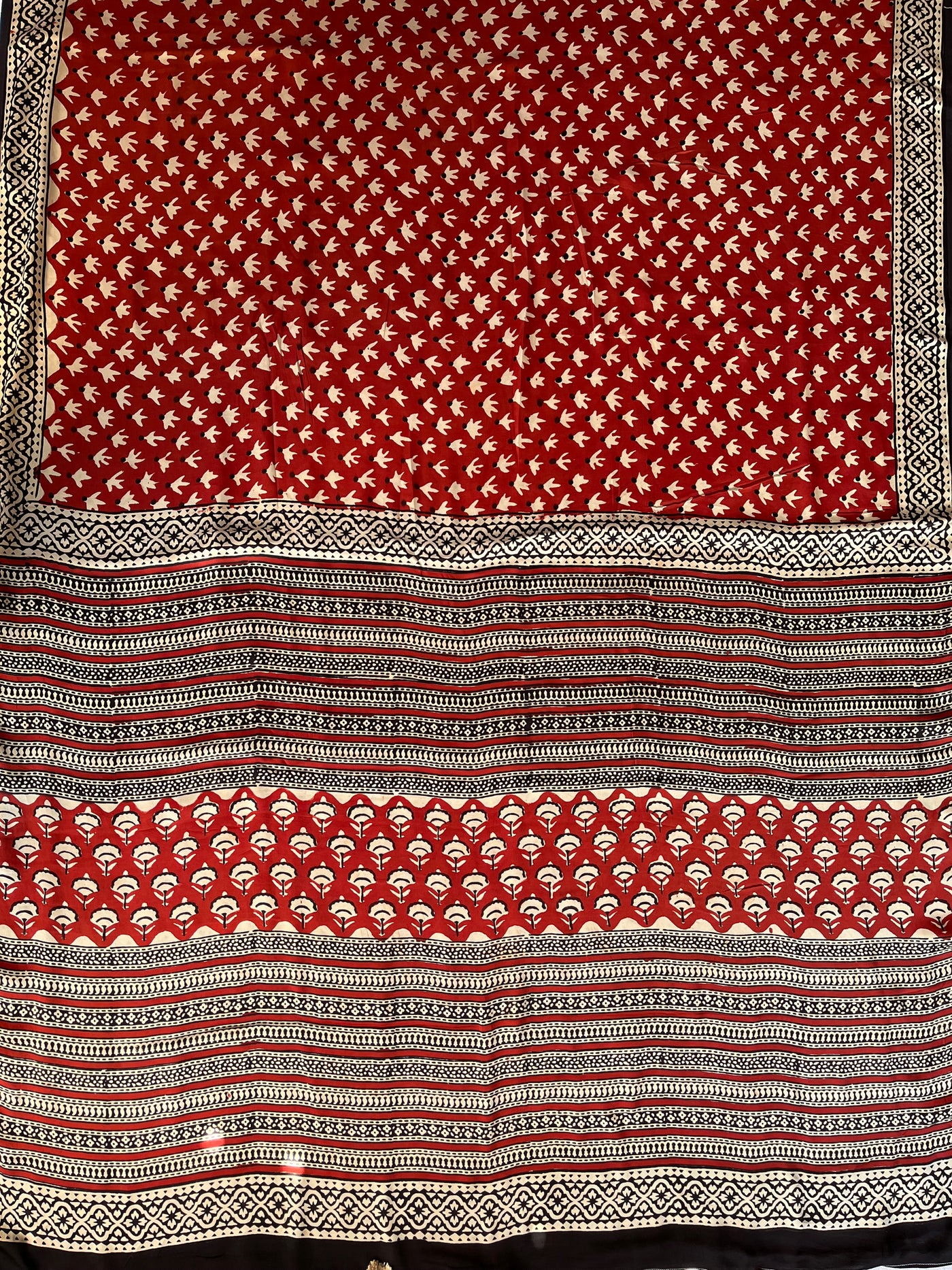 PARIJAT: HANDBLOCK PRINTED DABU MODAL SILK SAREE