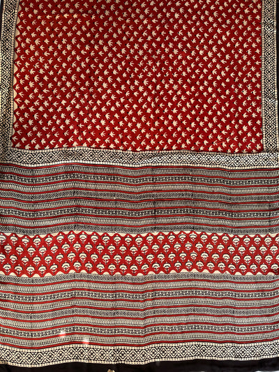 PARIJAT: HANDBLOCK PRINTED DABU MODAL SILK SAREE