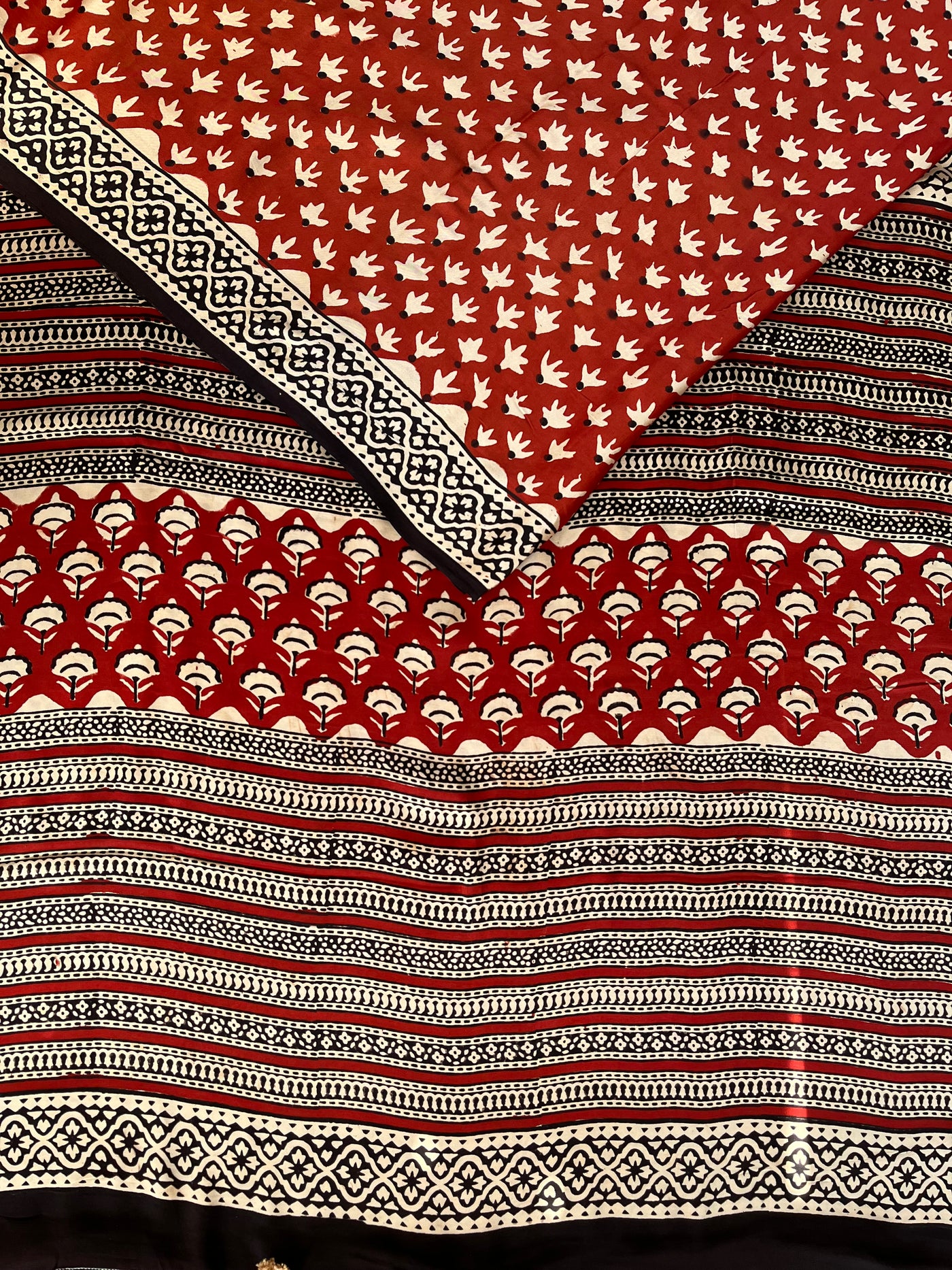 PARIJAT: HANDBLOCK PRINTED DABU MODAL SILK SAREE
