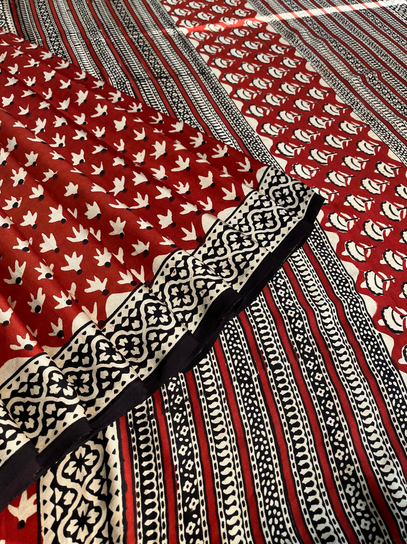 PARIJAT: HANDBLOCK PRINTED DABU MODAL SILK SAREE