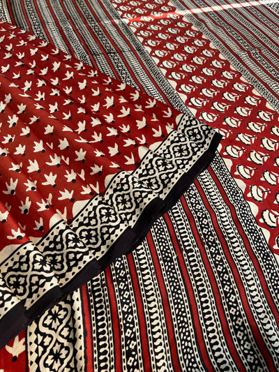 PARIJAT: HANDBLOCK PRINTED DABU MODAL SILK SAREE