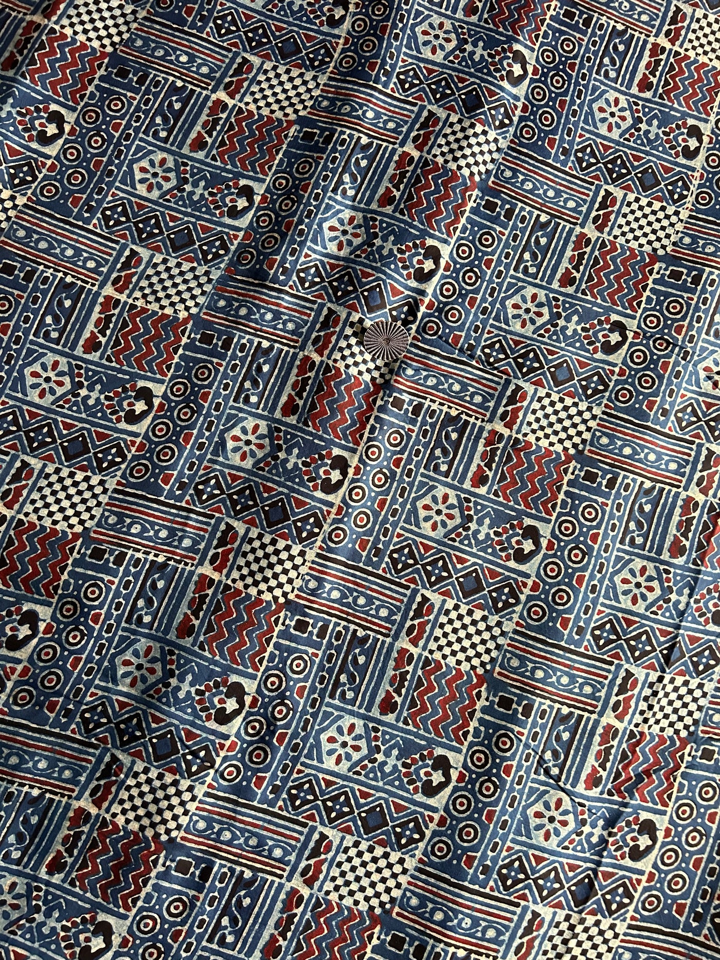 Indigo rectangular  Handblock Printed Ajrakh Modal Silk Fabric