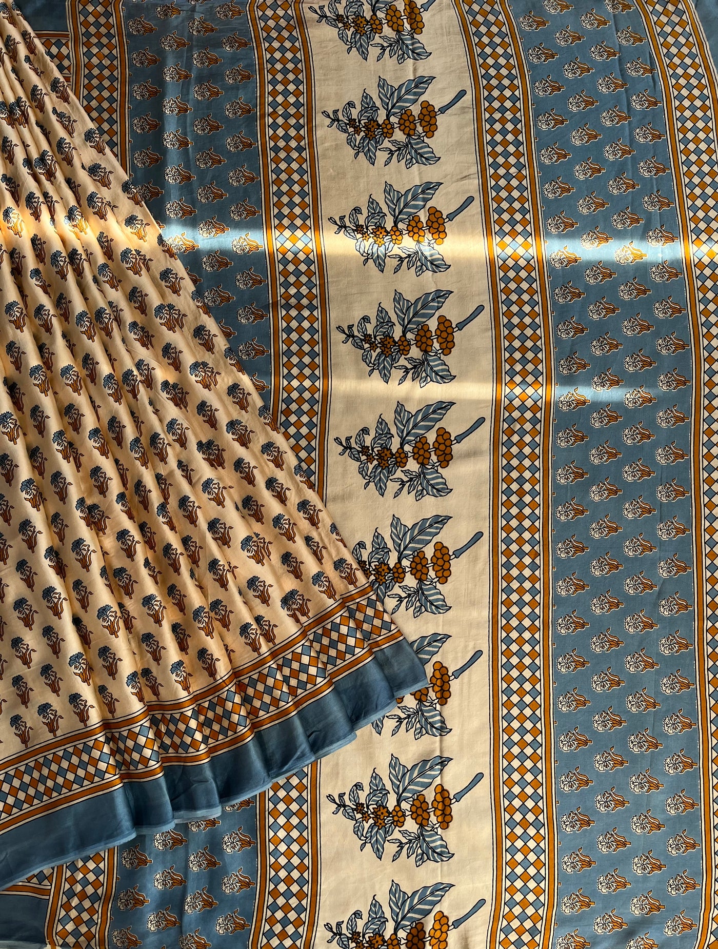 Kavita: HANDBLOCK PRINTED DABU MODAL SILK SAREE