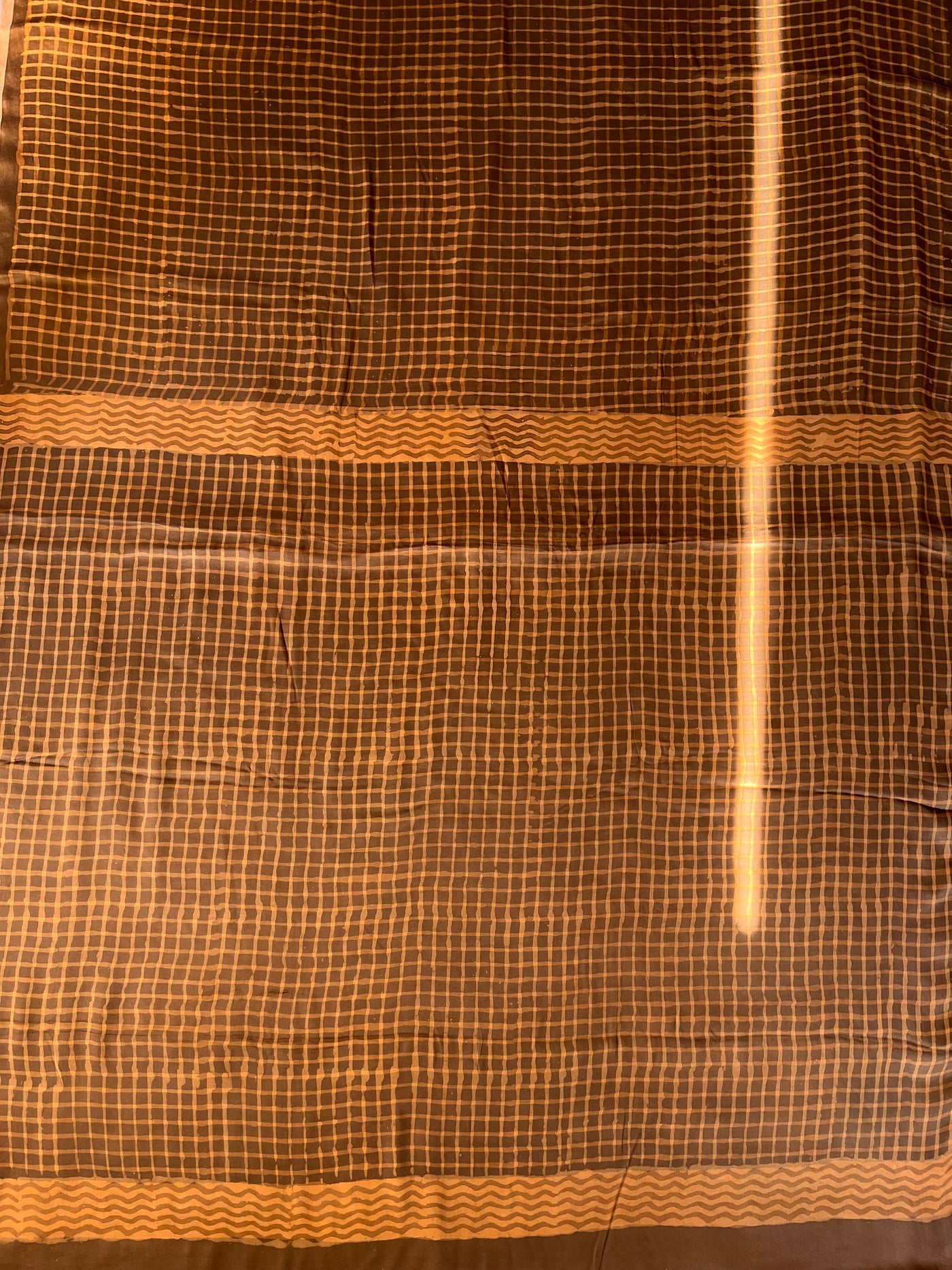 Siyara: HANDBLOCK BAGRU PRINTED ICE BLUE MODAL SILK SAREE