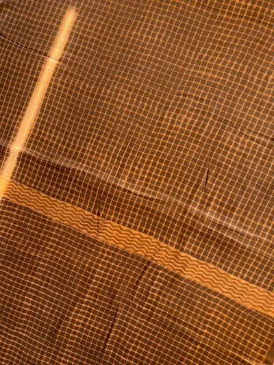 Siyara: HANDBLOCK BAGRU PRINTED ICE BLUE MODAL SILK SAREE