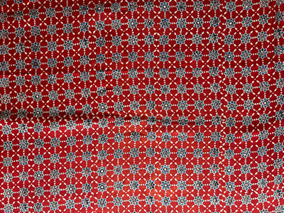 Red floral  Handblock Printed Ajrakh Modal Silk Fabric