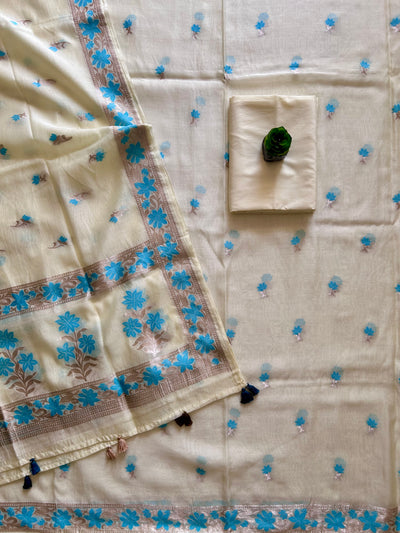 REHMAT: PARTYWEAR PURE SILK- LIVA EXCEL BANARASI 3 PIECE SUIT SET.
