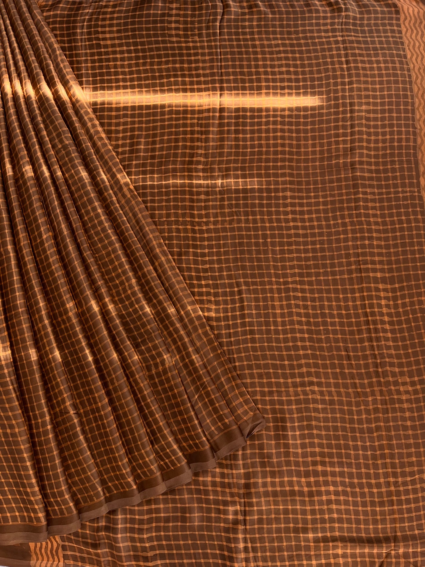 Siyara: HANDBLOCK BAGRU PRINTED ICE BLUE MODAL SILK SAREE