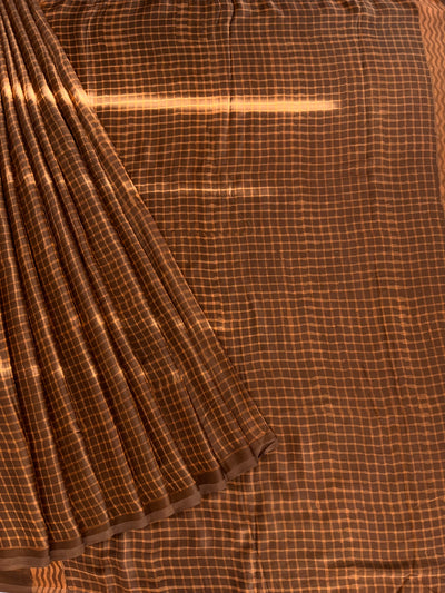 Siyara: HANDBLOCK BAGRU PRINTED ICE BLUE MODAL SILK SAREE