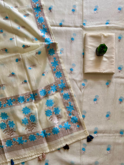 REHMAT: PARTYWEAR PURE SILK- LIVA EXCEL BANARASI 3 PIECE SUIT SET.