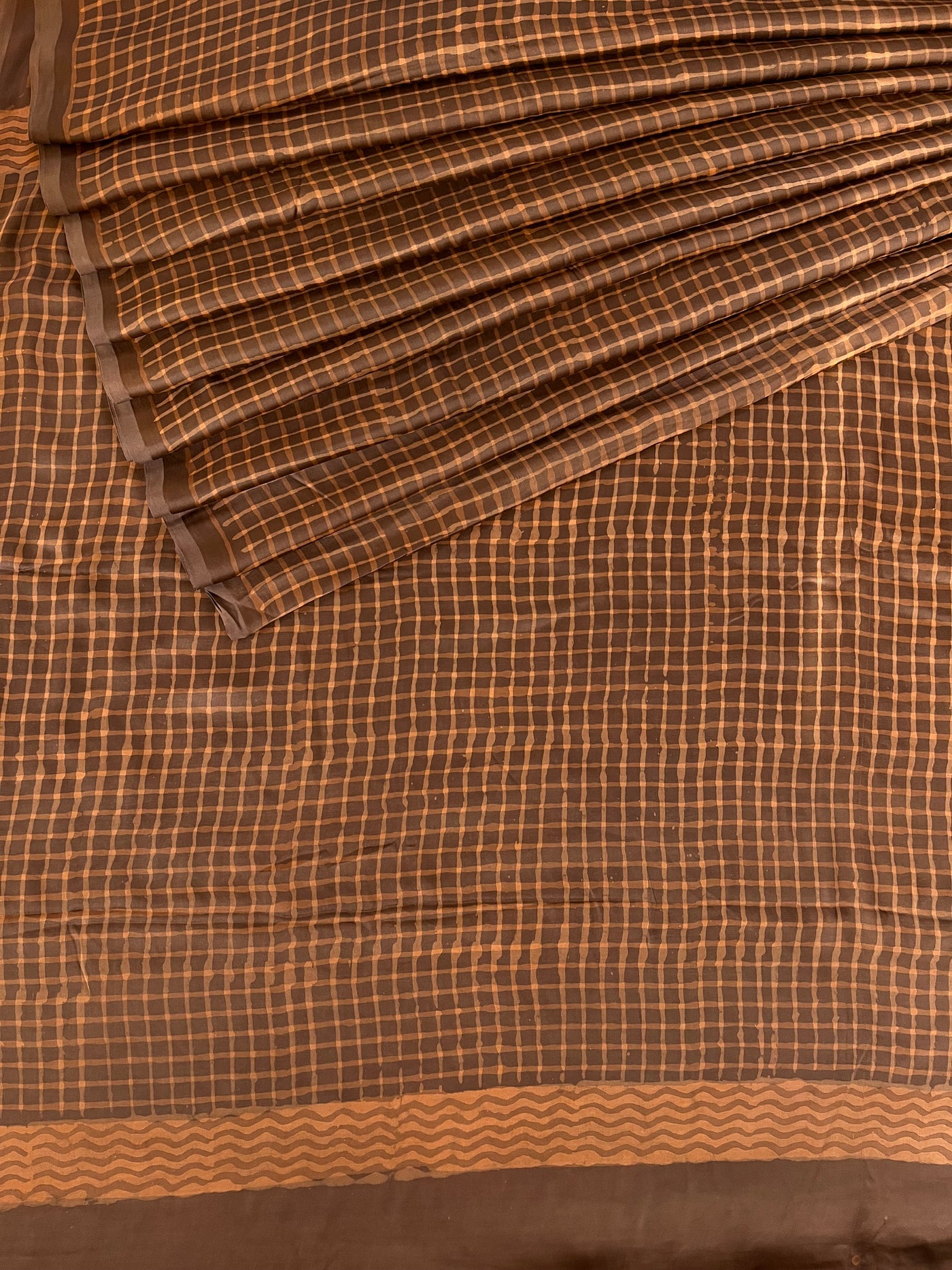 Siyara: HANDBLOCK BAGRU PRINTED ICE BLUE MODAL SILK SAREE