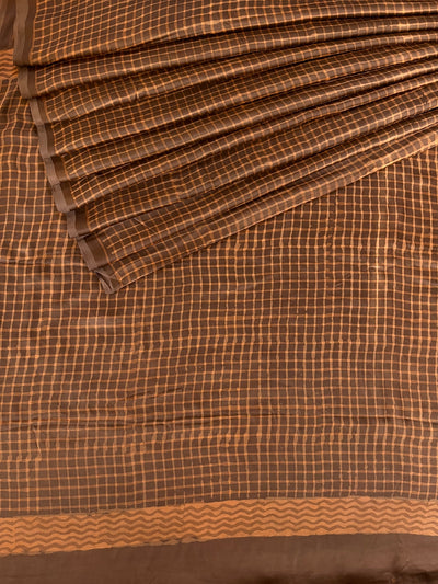 Siyara: HANDBLOCK BAGRU PRINTED ICE BLUE MODAL SILK SAREE