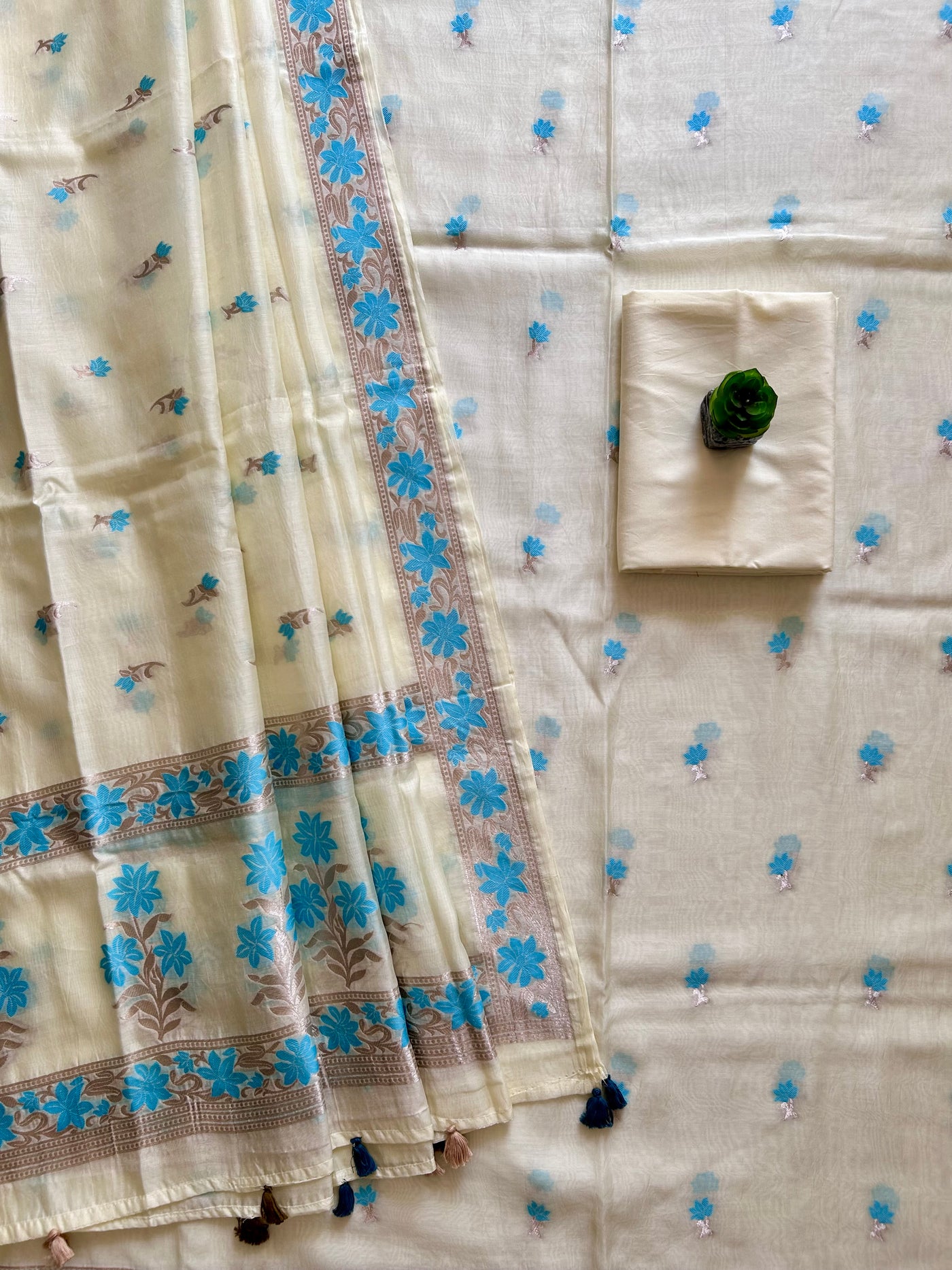 REHMAT: PARTYWEAR PURE SILK- LIVA EXCEL BANARASI 3 PIECE SUIT SET.