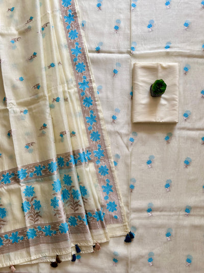 REHMAT: PARTYWEAR PURE SILK- LIVA EXCEL BANARASI 3 PIECE SUIT SET.