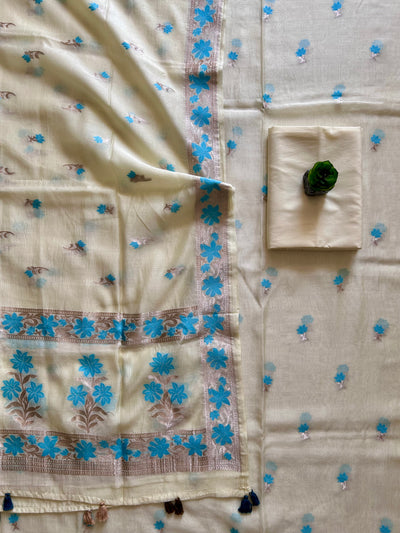 REHMAT: PARTYWEAR PURE SILK- LIVA EXCEL BANARASI 3 PIECE SUIT SET.