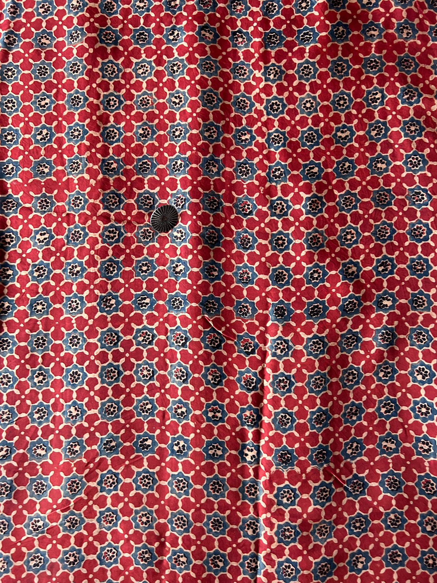 Red Star Handblock Printed Ajrakh Modal Silk Fabric