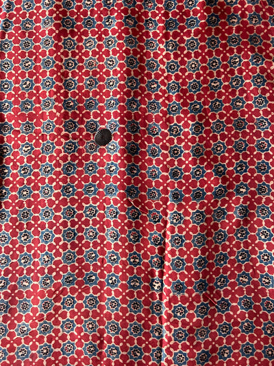 Red Star Handblock Printed Ajrakh Modal Silk Fabric