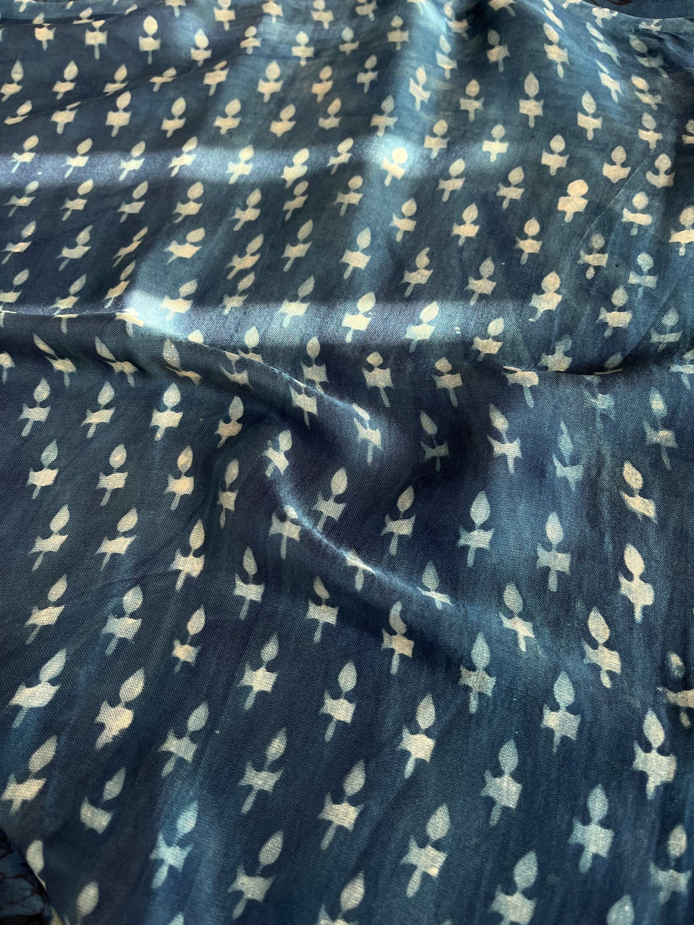 Kratika: HANDBLOCK BAGRU PRINTED ICE BLUE MODAL SILK SAREE