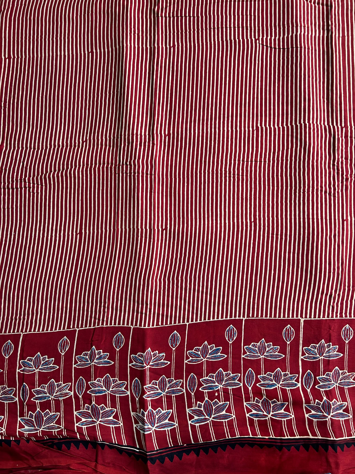 Red Lotus  Handblock Printed Ajrakh Modal Silk Fabric