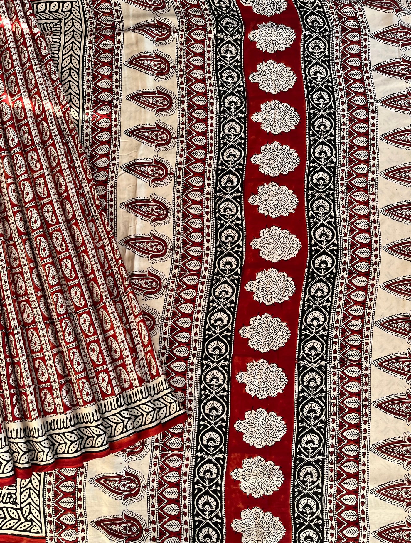 Ganika: HANDBLOCK BAGRU PRINTED ICE BLUE MODAL SILK SAREE