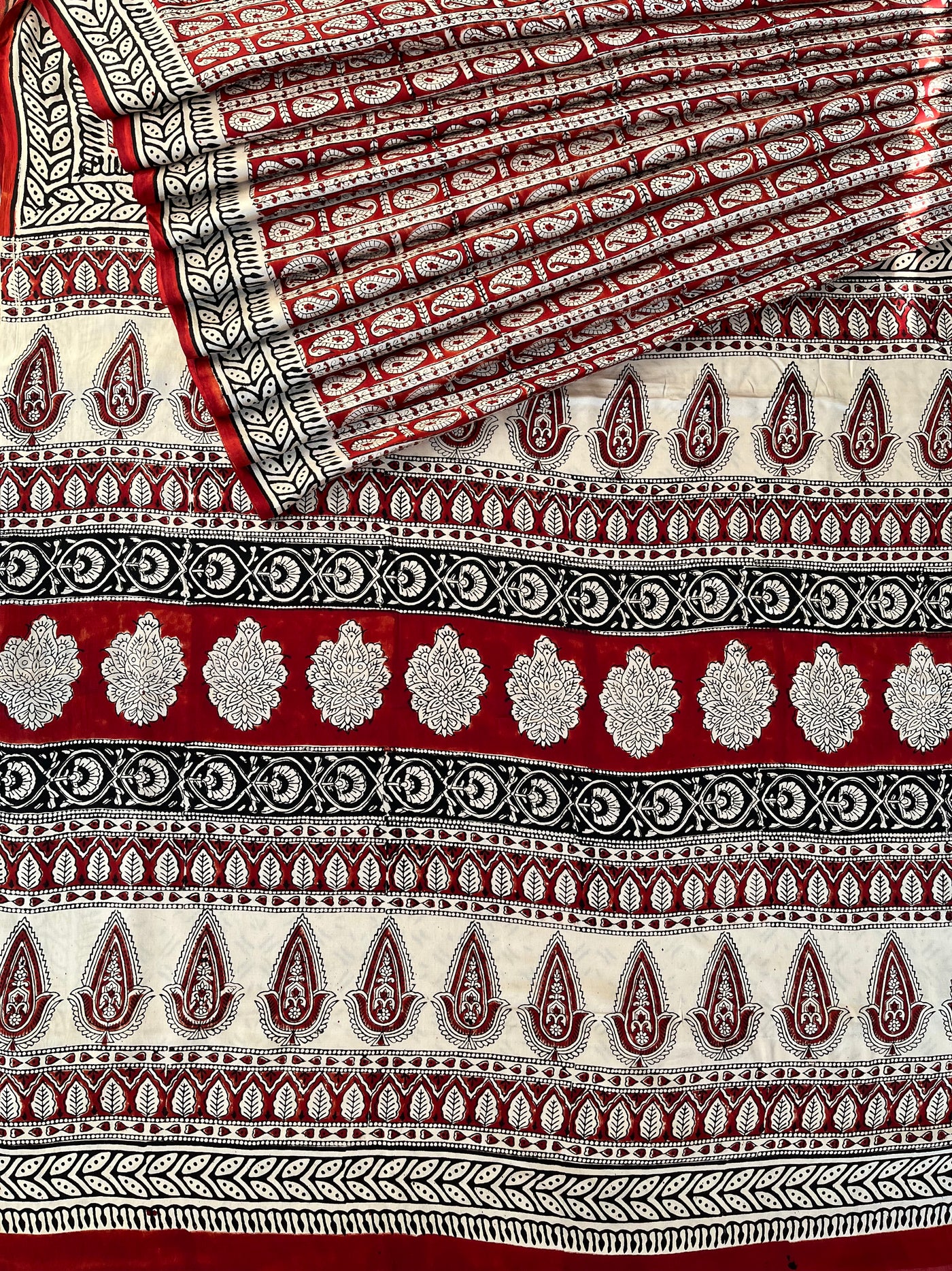 Ganika: HANDBLOCK BAGRU PRINTED ICE BLUE MODAL SILK SAREE