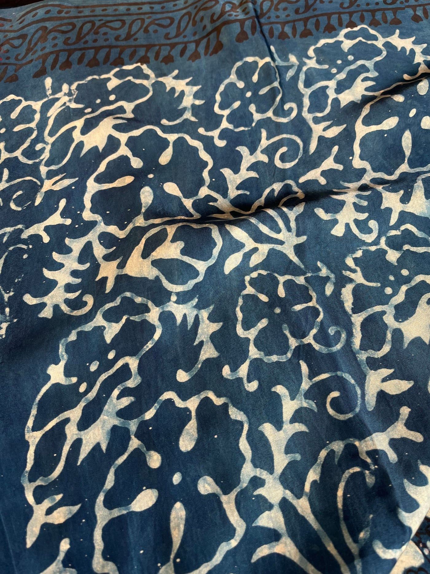Kafile: HANDBLOCK BAGRU PRINTED ICE BLUE MODAL SILK SAREE