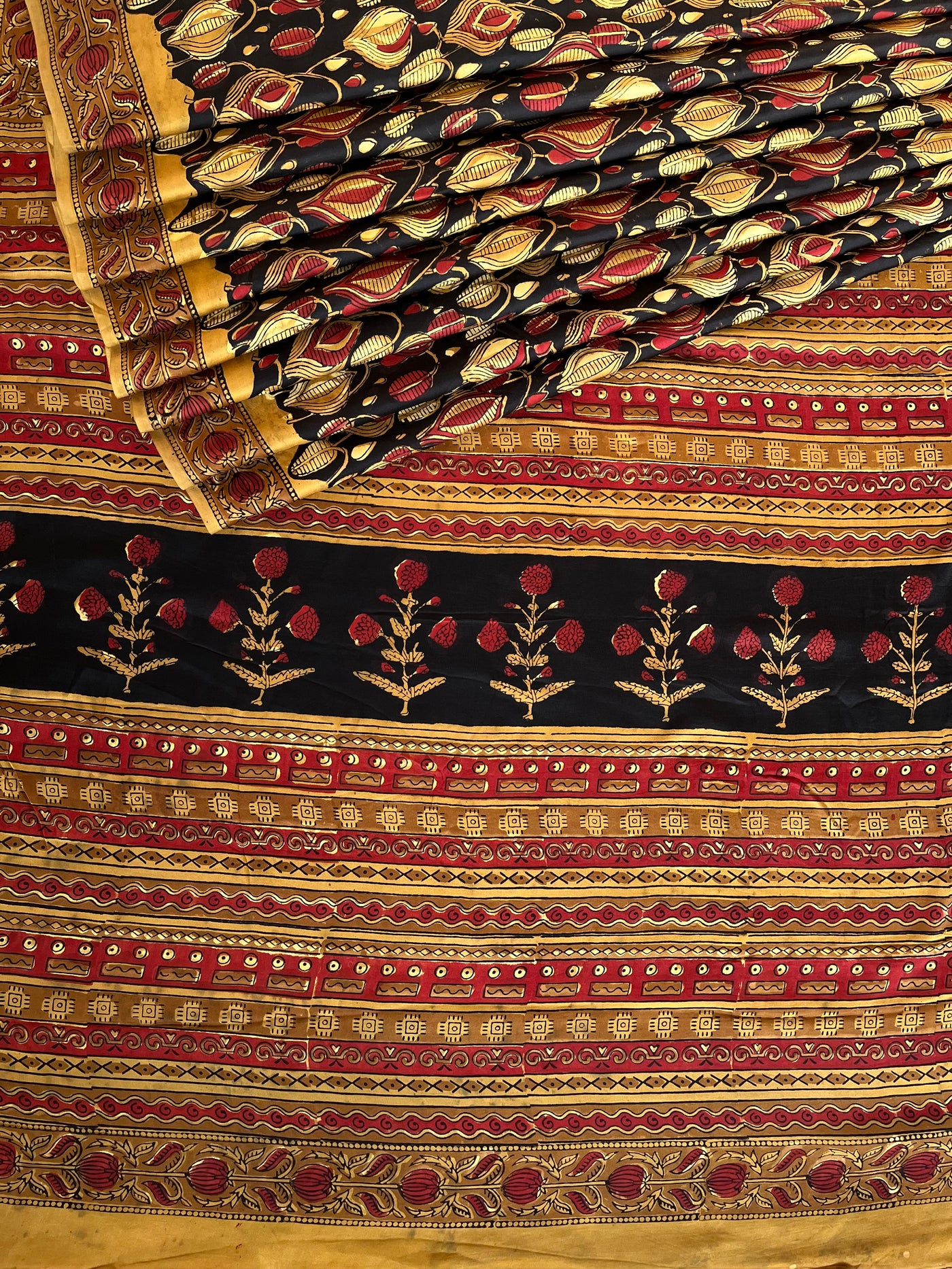 Himani: HANDBLOCK BAGRU PRINTED ICE BLUE MODAL SILK SAREE