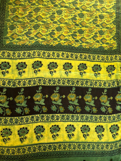 Rubaru: HANDBLOCK BAGRU PRINTED ICE BLUE MODAL SILK SAREE