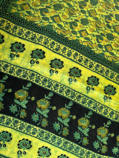 Rubaru: HANDBLOCK BAGRU PRINTED ICE BLUE MODAL SILK SAREE