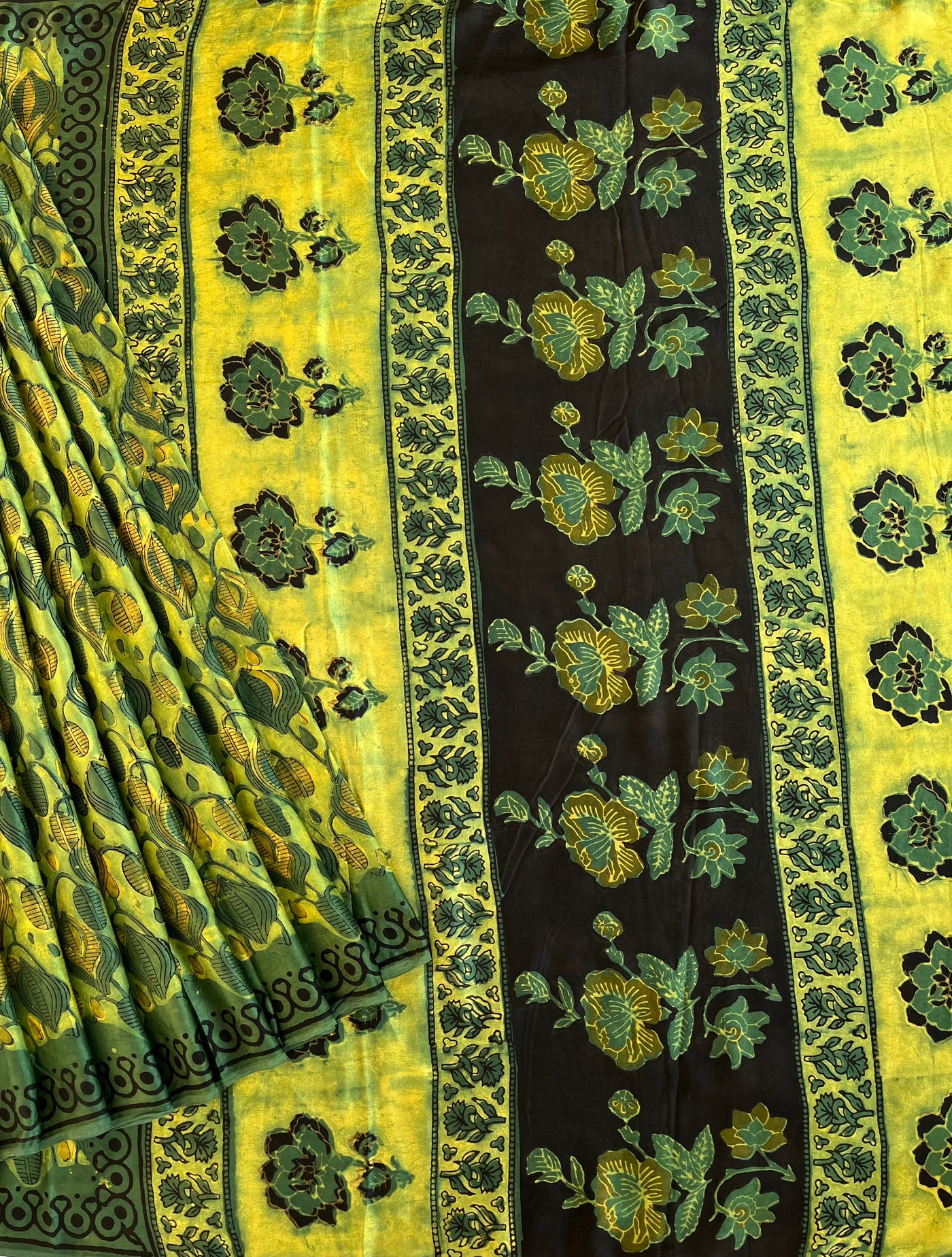 Rubaru: HANDBLOCK BAGRU PRINTED ICE BLUE MODAL SILK SAREE