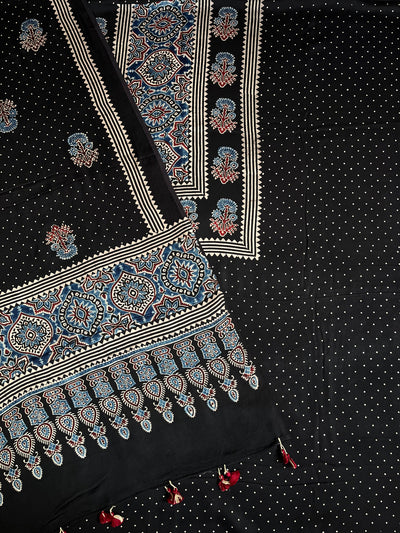 Subhadra :Handblock Ajrakh Modal Silk 2 piece Suit