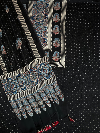 Subhadra :Handblock Ajrakh Modal Silk 2 piece Suit