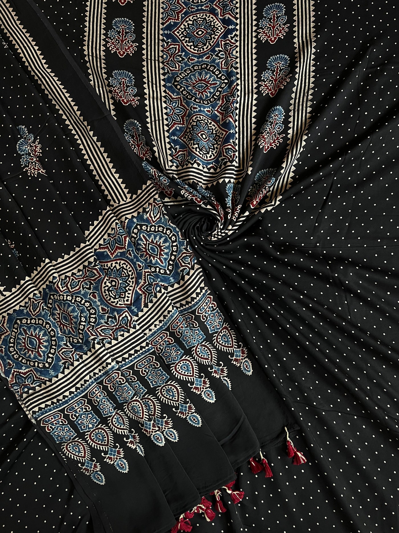 Subhadra :Handblock Ajrakh Modal Silk 2 piece Suit