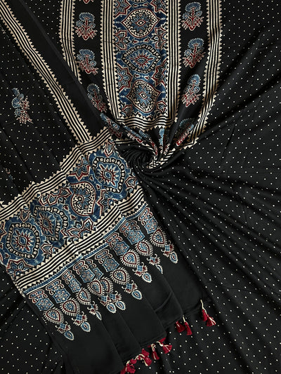 Subhadra :Handblock Ajrakh Modal Silk 2 piece Suit