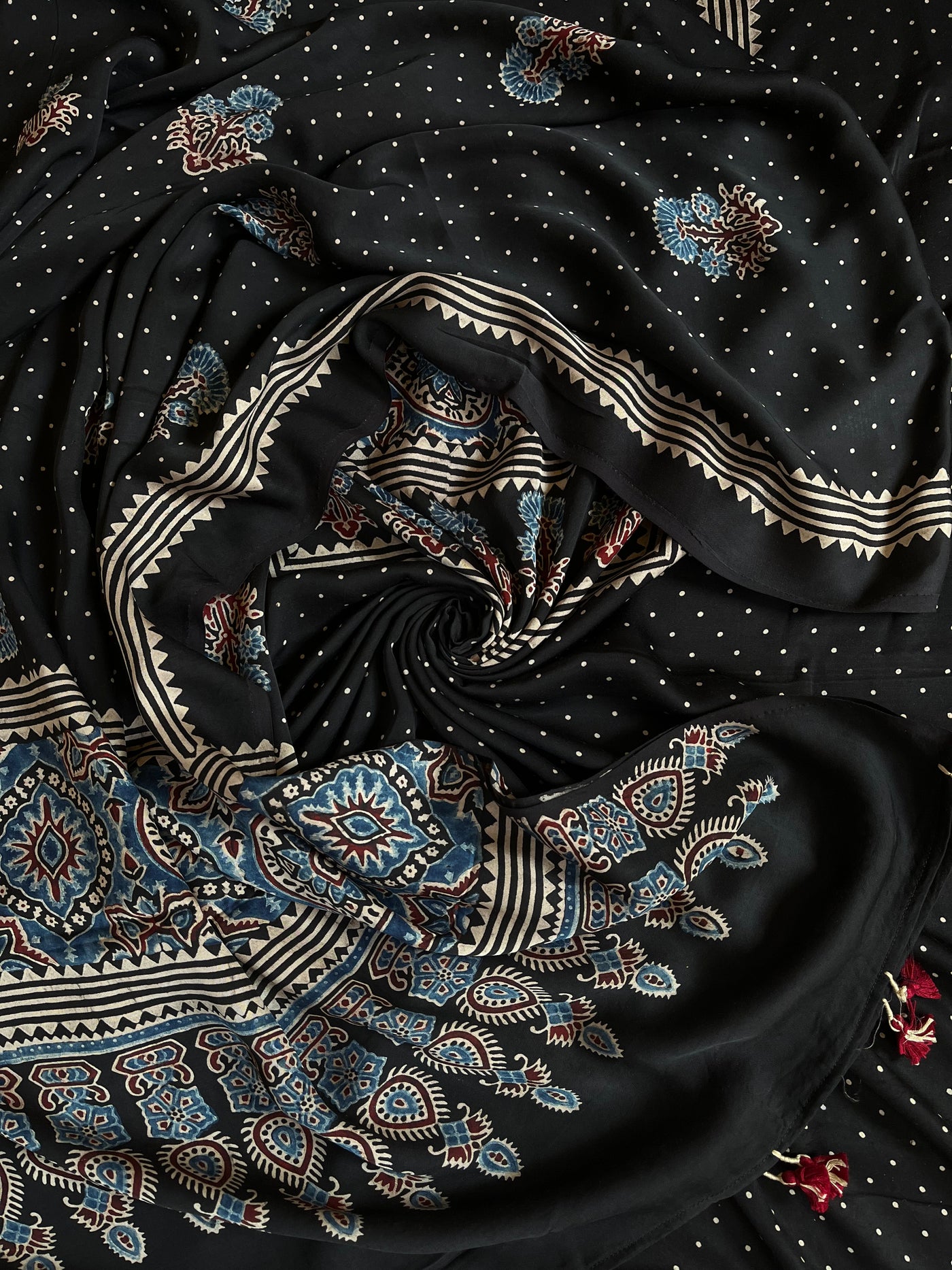 Subhadra :Handblock Ajrakh Modal Silk 2 piece Suit