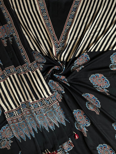 Anaya:Handblock Ajrakh Modal Silk 2 piece Suit