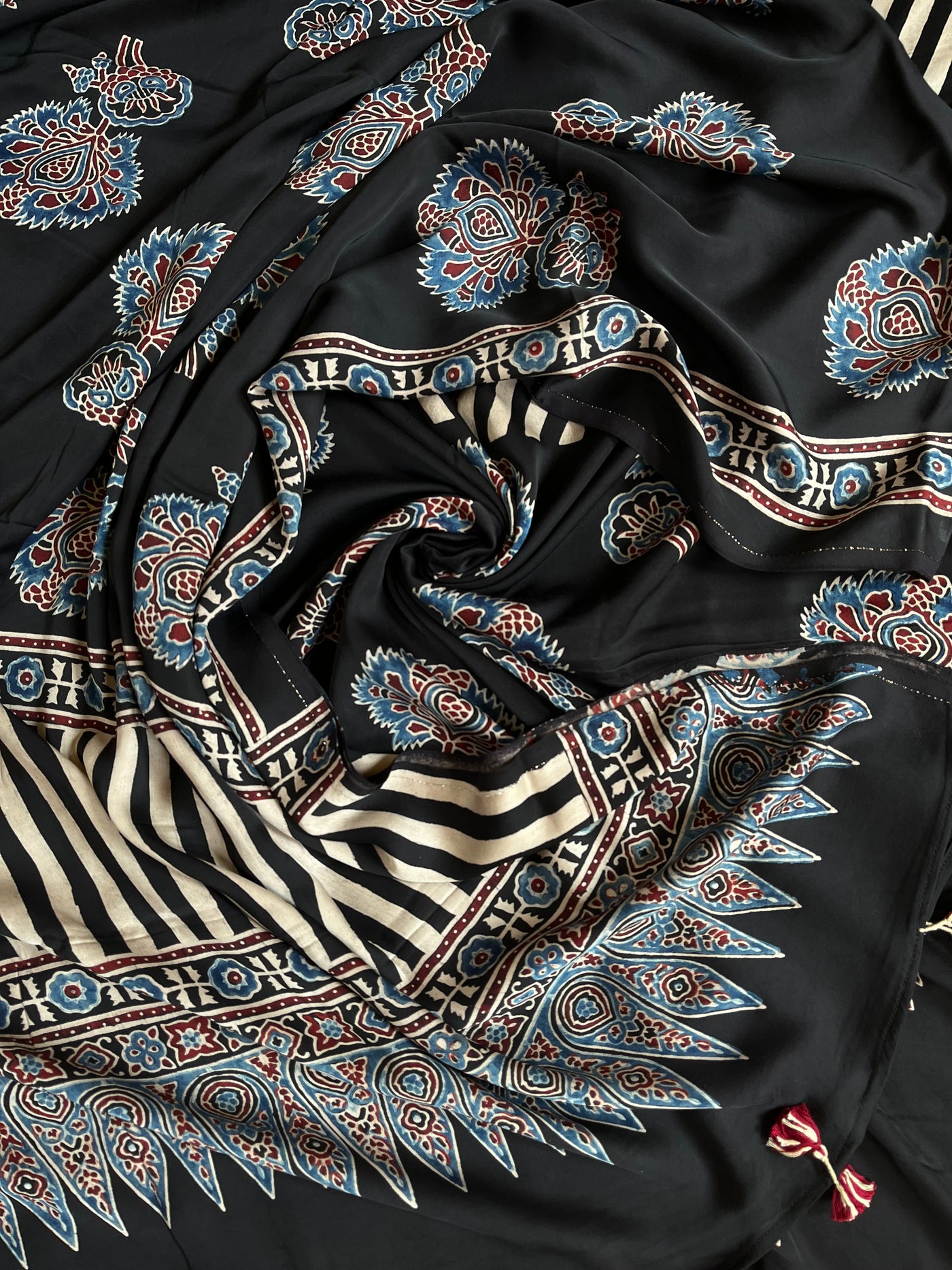 Anaya:Handblock Ajrakh Modal Silk 2 piece Suit