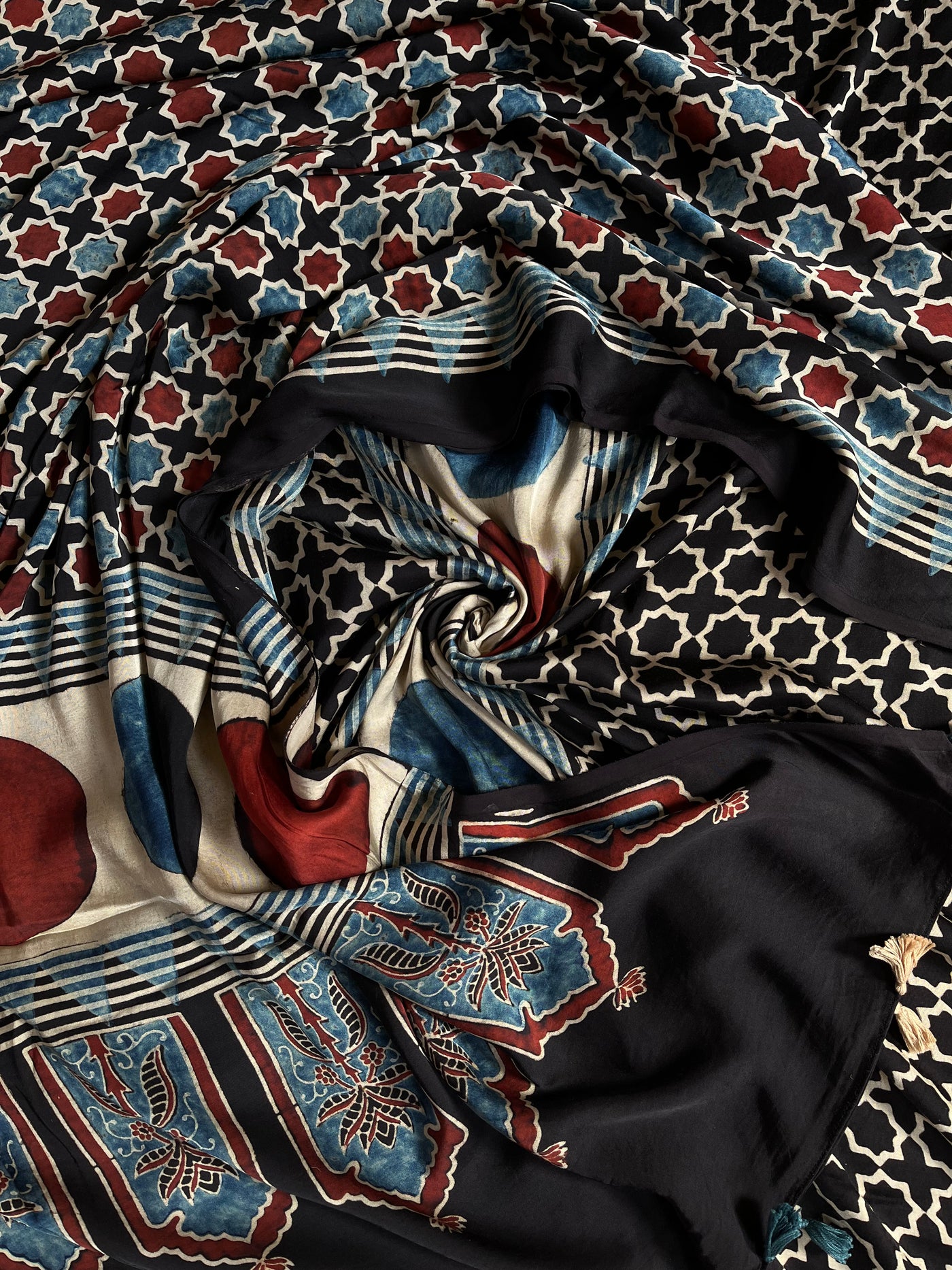 Jeevani:Handblock Ajrakh Modal Silk 2 piece Suit