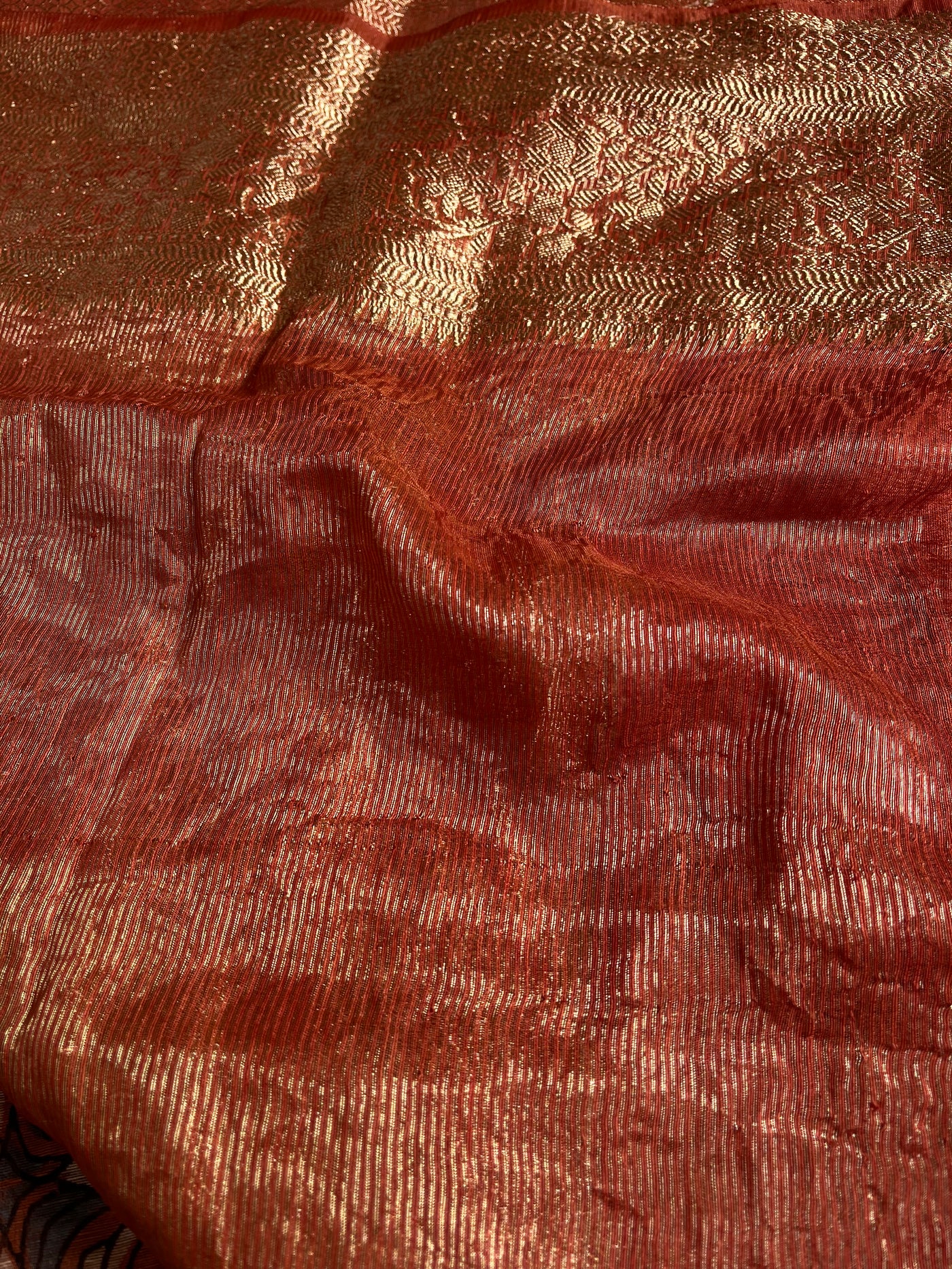 MEENAKSHI: HANDBLOCK AJRAKH PURE SILK-LINEN SAREE with MEENAKARI BORDER