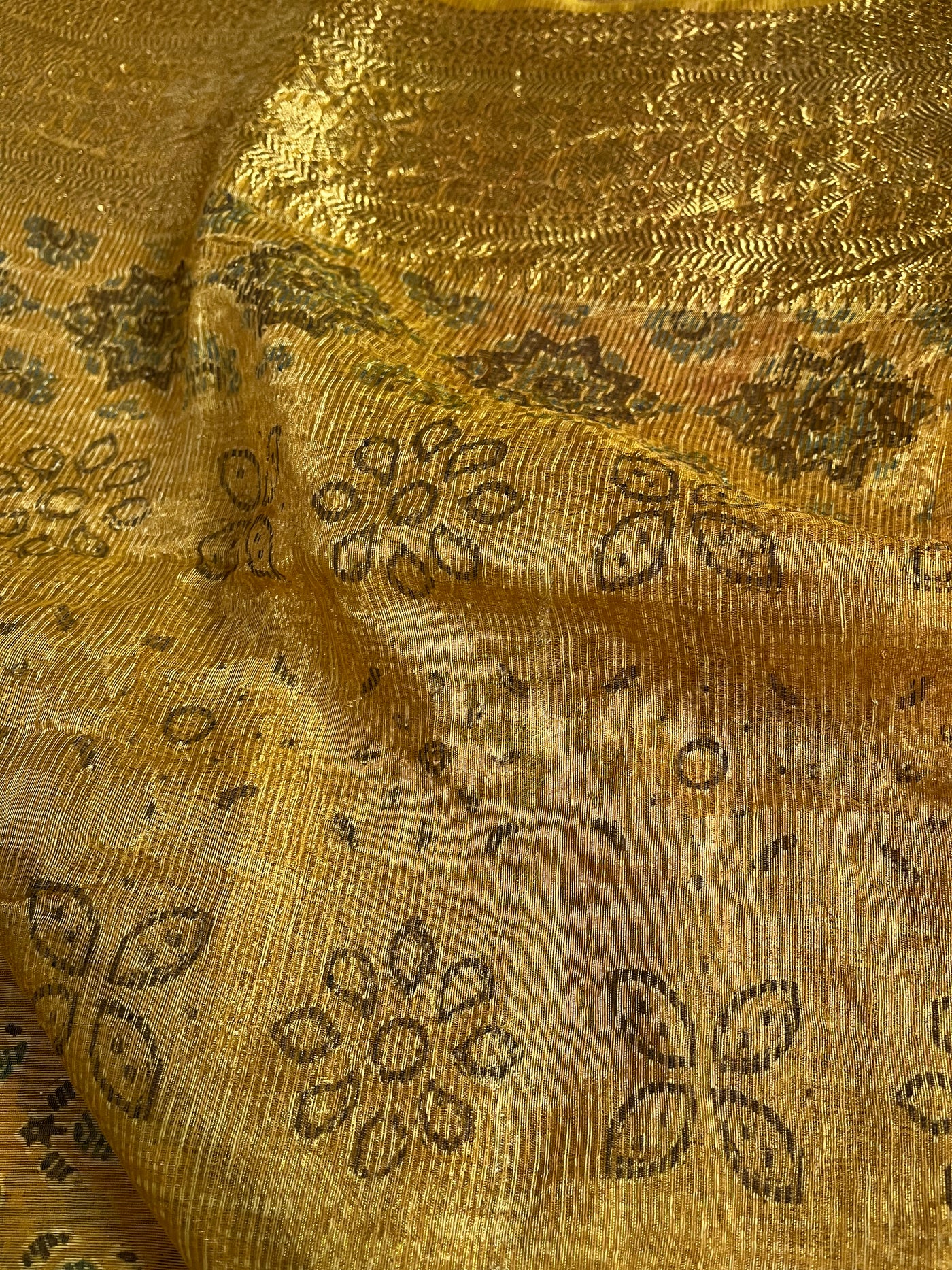 MALVIKA: HANDBLOCK AJRAKH PURE SILK-LINEN SAREE with MEENAKARI BORDER