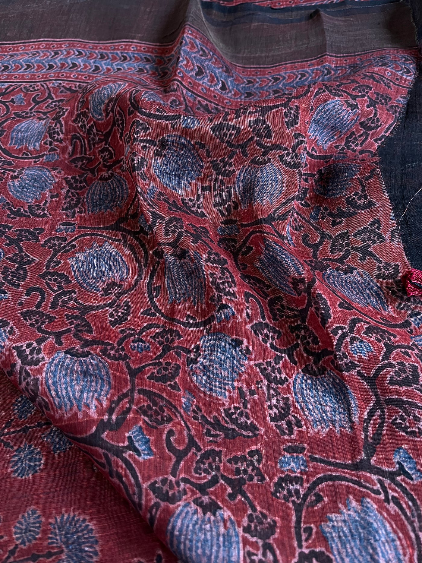 SIYA:HANDBLOCK AJRAKH PURE SILK-LINEN SAREE