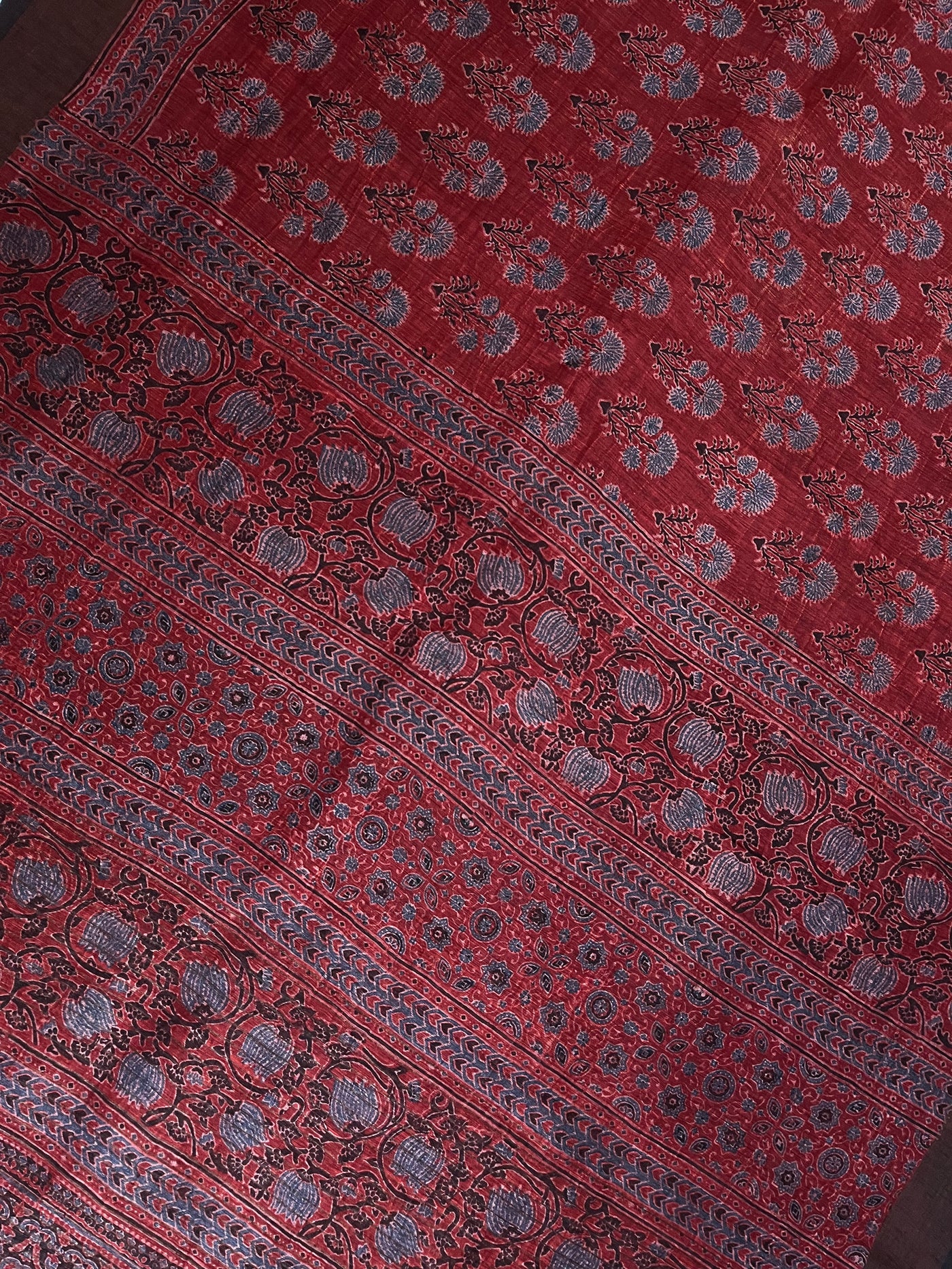 SIYA:HANDBLOCK AJRAKH PURE SILK-LINEN SAREE