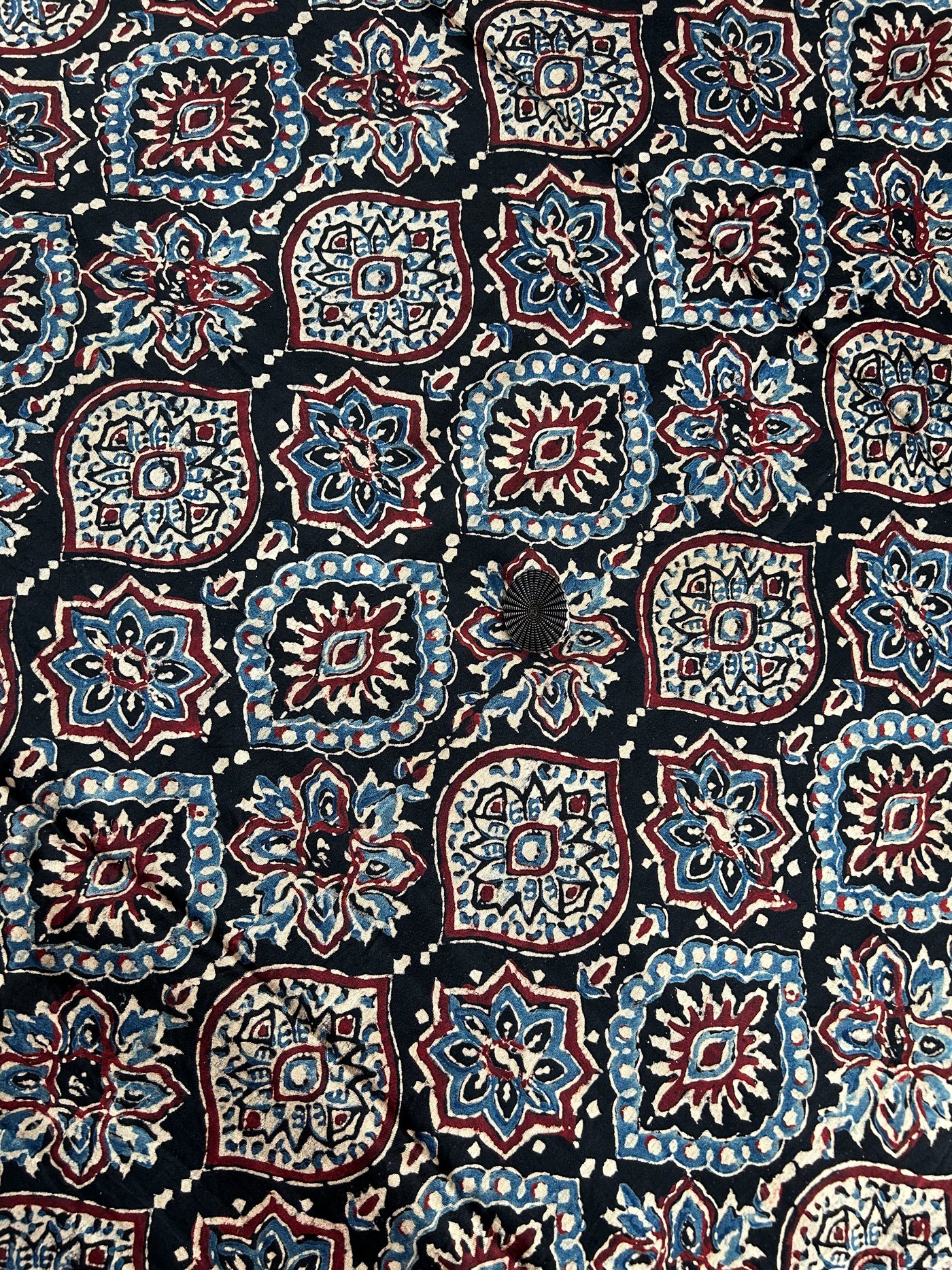 Black Badam Boota  Handblock Printed Ajrakh Modal Silk Fabric