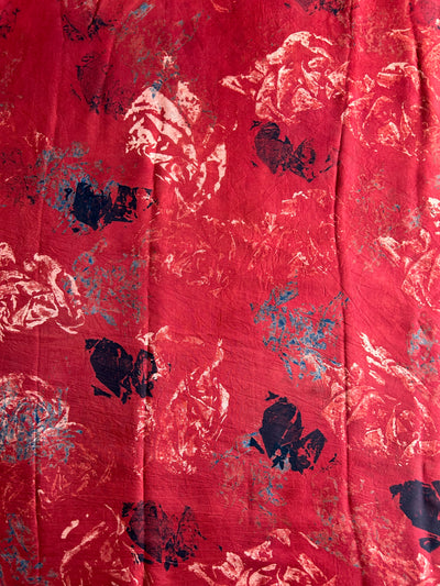 Red distant  Handblock Printed Ajrakh Modal Silk Fabric