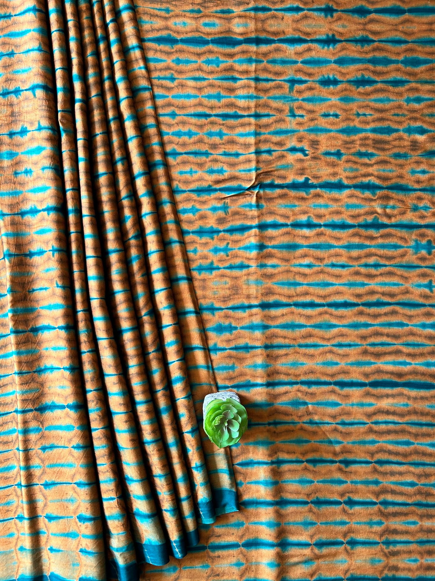 GOLDEN BROWN:HANDMADE TIE&DYE MODAL SILK SAREE WITH TISSUE PALLU