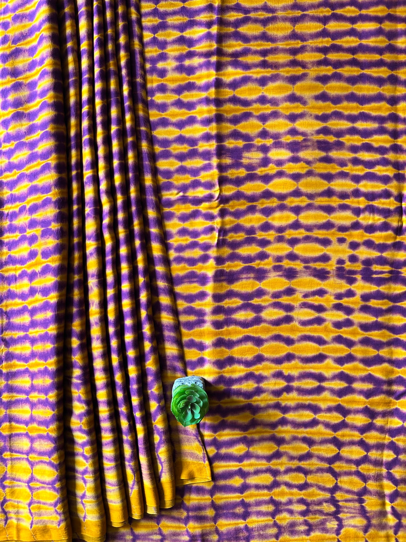 GOLDEN HONEY: HANDMADE TIE&DYE MODAL SILK SAREE WITH TISSUE PALLU