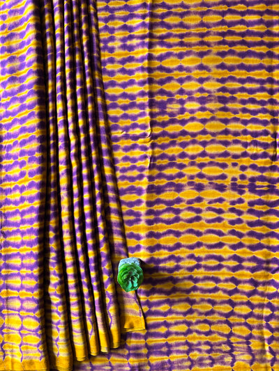 GOLDEN HONEY: HANDMADE TIE&DYE MODAL SILK SAREE WITH TISSUE PALLU