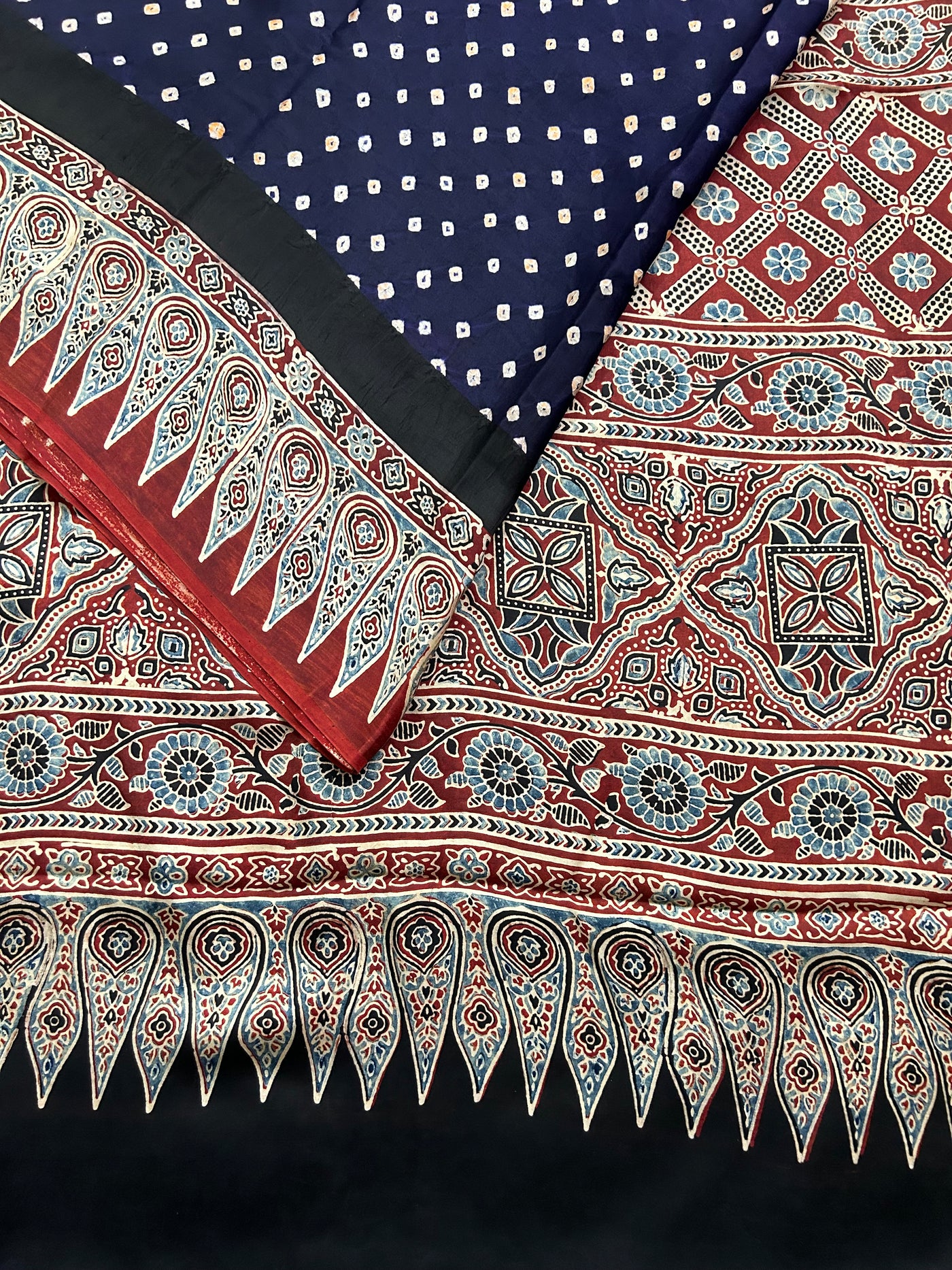 Nazrana: AJRAKH BANDHEJ MODAL SILK SAREE