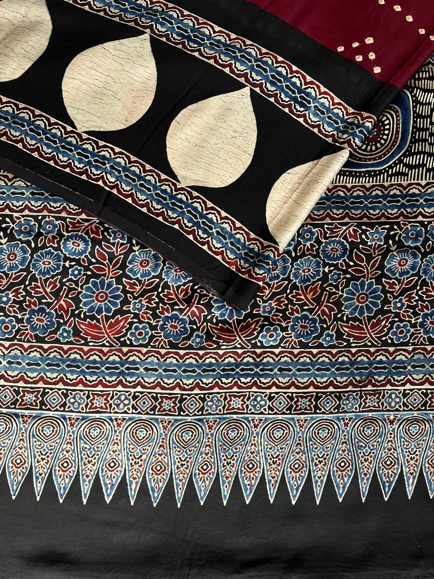 Meera : HANDMADE BANDHANI AJRAKH MODAL SILK SAREE